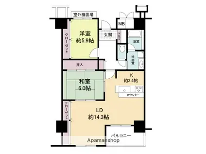 エルセレーノ九条(2LDK/4階)の間取り写真