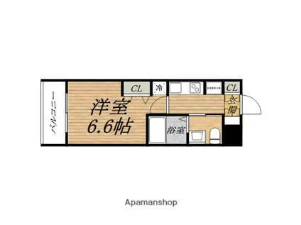 アーデンタワー本町イースト(1K/15階)の間取り写真