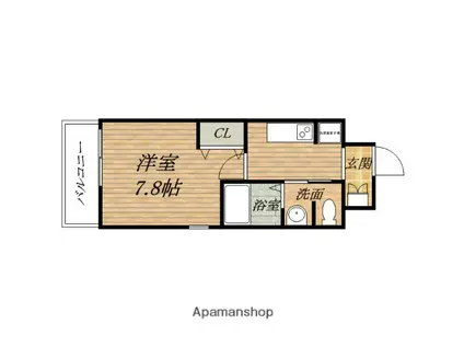 W-STYLE北浜(1K/4階)の間取り写真