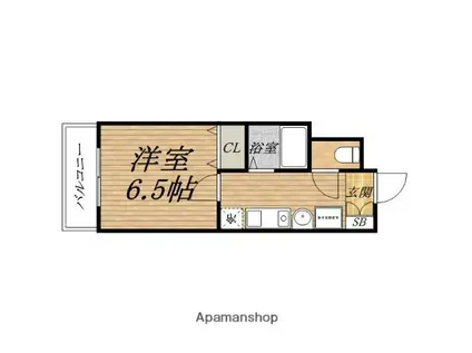 ロイヤルメゾン北浜(1K/5階)の間取り写真