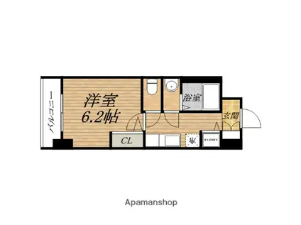 GRAMERCY心斎橋東(1K/3階)の間取り写真