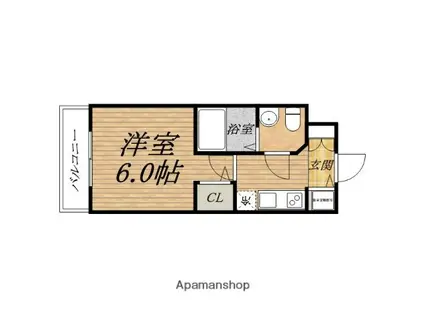 S-RESIDENCE北浜(1K/2階)の間取り写真