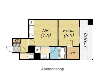 レジディア心斎橋ウエスト(1DK/11階)の間取り写真