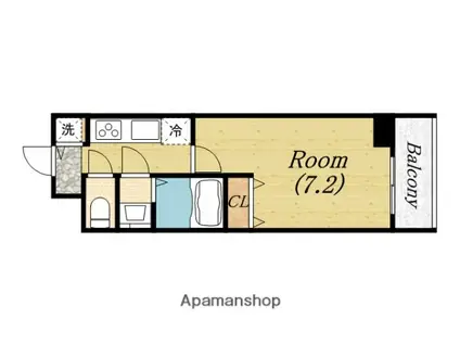 サムティ阿波座LUSSO(1K/8階)の間取り写真