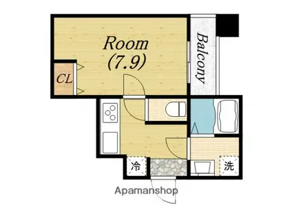 サムティ阿波座LUSSO(1K/5階)の間取り写真