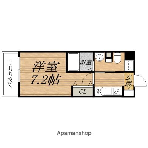 URBANFLATS上町(1K/4階)の間取り写真