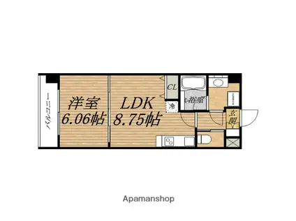 グランシス天満橋(1LDK/2階)の間取り写真