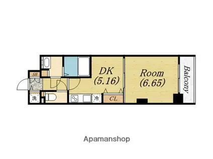 フロンティアタワー九条Ⅲ(1DK/7階)の間取り写真