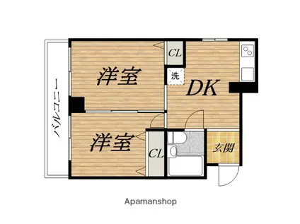 サンビラ大手前(2DK/8階)の間取り写真