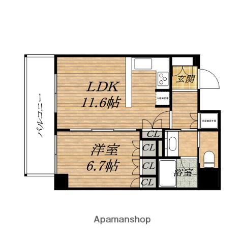 LEGAL京町堀(1LDK/9階)の間取り写真
