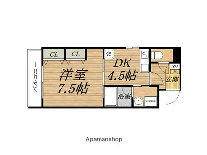 WILLDOTENMABASHI(1DK/4階)の間取り写真