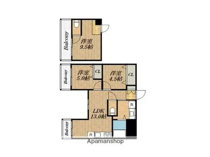 グレース肥後橋(3LDK/6階)の間取り写真