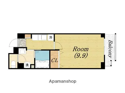 ドーム千代崎(1K/3階)の間取り写真
