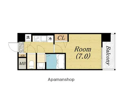 レジュールアッシュウエストレジス(1K/8階)の間取り写真