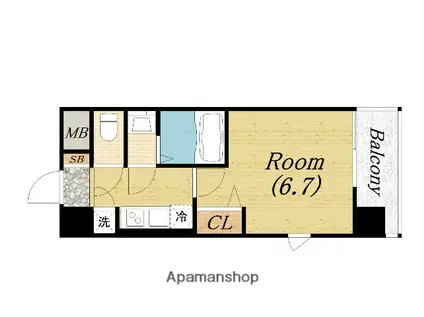 レジュールアッシュウエストレジス(1K/3階)の間取り写真