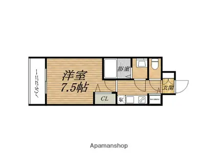 PRESSANCE松屋町駅前DUO(1K/13階)の間取り写真