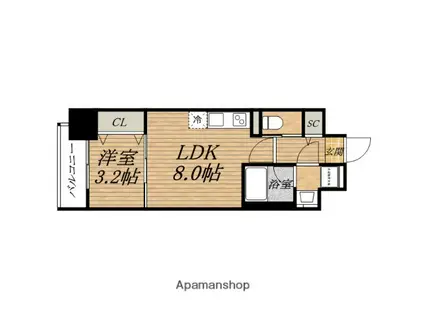 LEON COMFORT本町東Ⅲ(1LDK/7階)の間取り写真