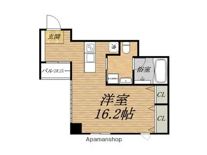 ルクレ堺筋本町レジデンス(ワンルーム/14階)の間取り写真