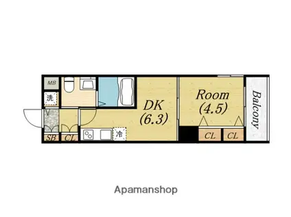 TLR RESIDENCE本町ウエスト(1DK/2階)の間取り写真