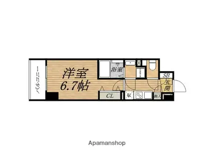 SERENITE心斎橋GRANDE(1K/8階)の間取り写真