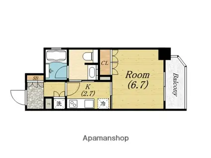 リーガル靭公園南2(1K/9階)の間取り写真