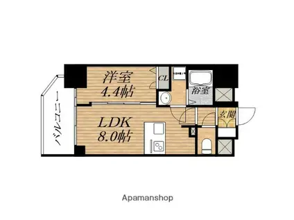 プレサンス北浜ORIJIN(1LDK/4階)の間取り写真