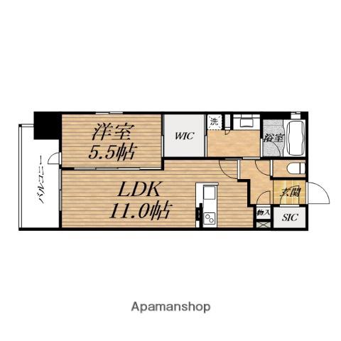 OPUS RESIDENCE 心斎橋 サウス(1LDK/6階)の間取り写真