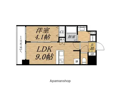 プレサンス大手前ピリオド(1LDK/5階)の間取り写真