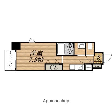 PLANDOR北浜(1K/2階)の間取り写真