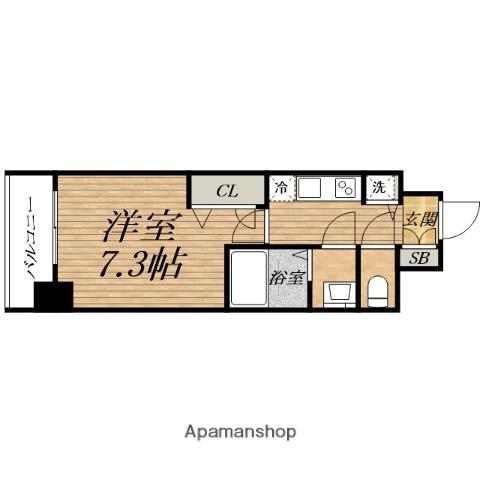 PLANDOR北浜(1K/7階)の間取り写真