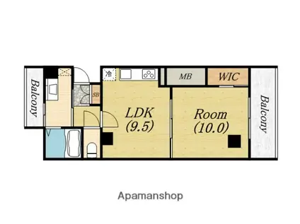 アステリオ北堀江ザメトロタワー(1LDK/17階)の間取り写真