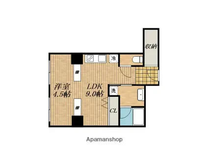 ラクメンビル(1LDK/4階)の間取り写真