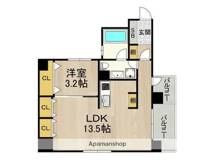 ラクメンビル(1LDK/6階)の間取り写真