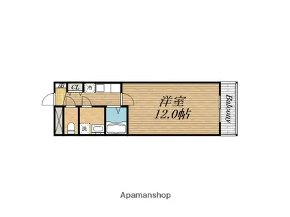 フィレンツェ(1K/4階)の間取り写真