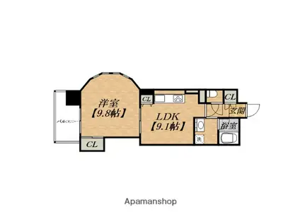 マスターズ・レジデンス道頓堀Ⅱ(1LDK/5階)の間取り写真