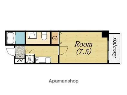 フィオレ立売堀(1K/3階)の間取り写真