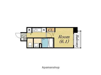 プレサンス南堀江(1K/6階)の間取り写真