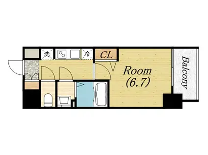 プレサンス立売堀ベルヴィル(1K/15階)の間取り写真