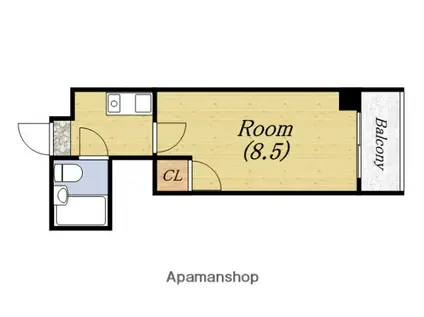 シティーアーク上町台(1K/4階)の間取り写真