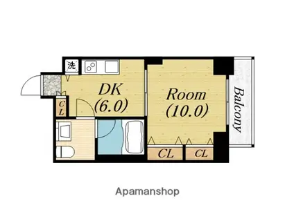 フローライト長堀橋(1DK/4階)の間取り写真