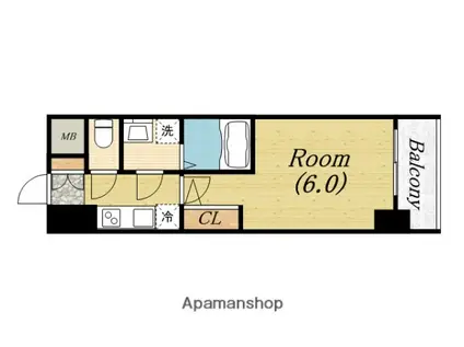 エスリードレジデンス大阪本町(1K/14階)の間取り写真