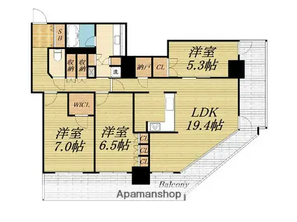 阿波座ライズタワーフラッグ46(3LDK/24階)の間取り写真