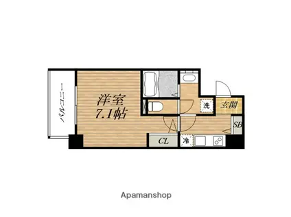 アドバンス上町台STADT(1K/4階)の間取り写真