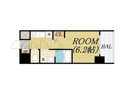 エスリード阿波座プライムコート(1K/12階)の間取り写真