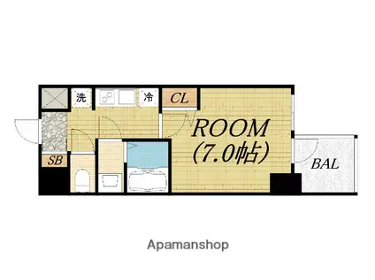 WORVE大阪本町(1K/9階)の間取り写真