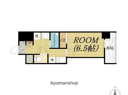 ファーストフィオーレ九条Ⅱ(1K/15階)の間取り写真