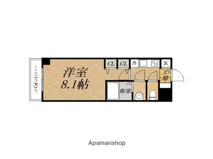 エスティメゾンKYOUBASHI(1K/11階)の間取り写真