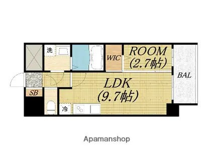 アプリーレ西本町(1LDK/12階)の間取り写真