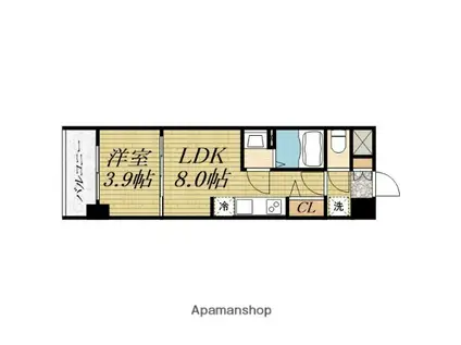 プレサンス堺筋本町EXEBRAN(1LDK/5階)の間取り写真