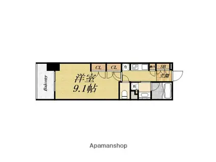 パークアクシス本町(1K/8階)の間取り写真